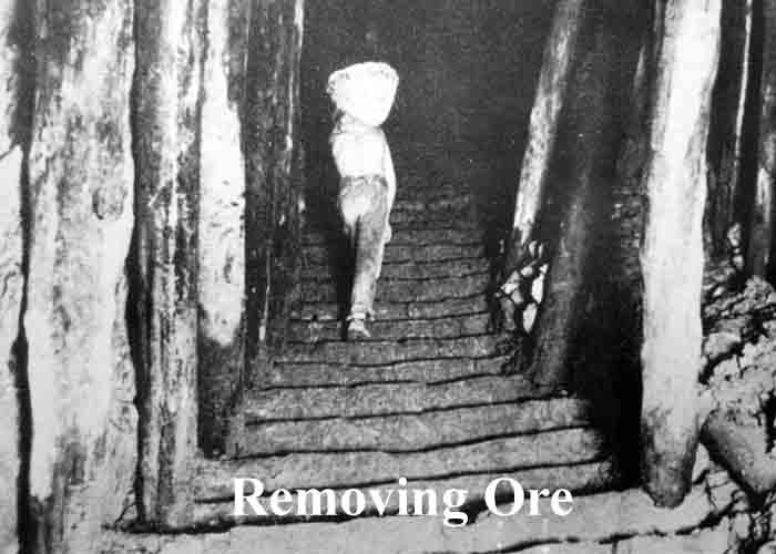 Workers removing ore from the mine
